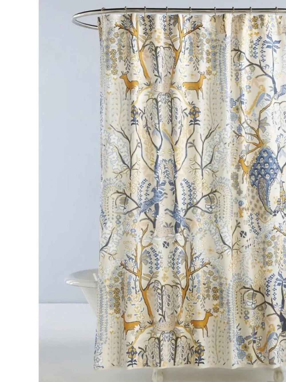 Anthropologie The Printed Cotton Slub Shower Curtain Collection in Foraged NWOT
